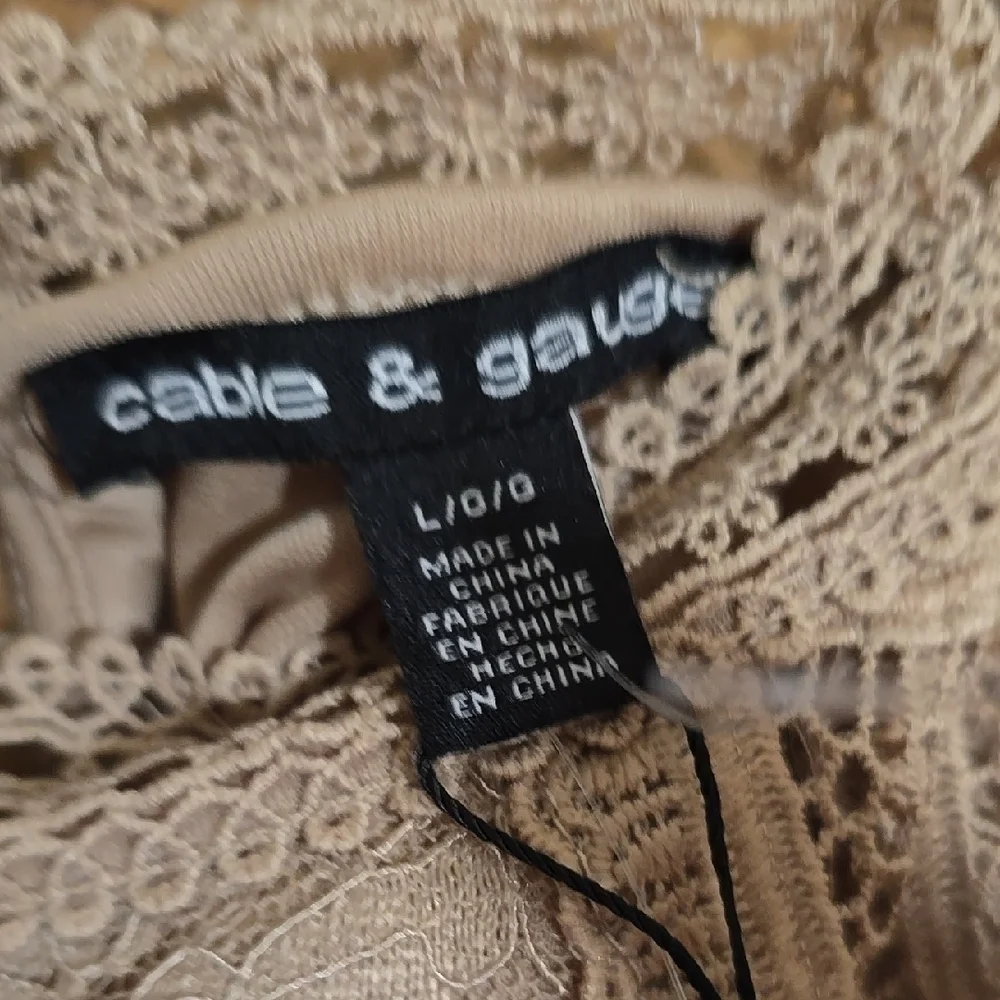 NWT Cable & Gauge Sleeveless Lace Blouse with Mandarin Collar Large - Picture 7 of 8